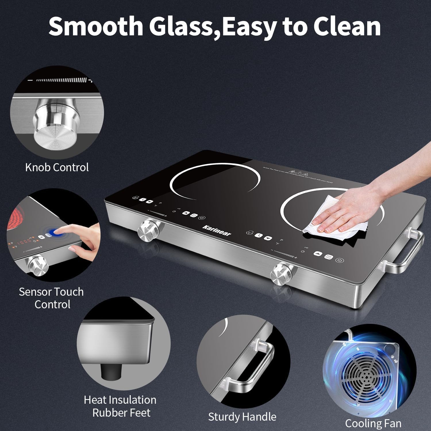 Karinear Ceramic Hob 2 Zones,  - Induction Cooktop Portable ulasan dan harga