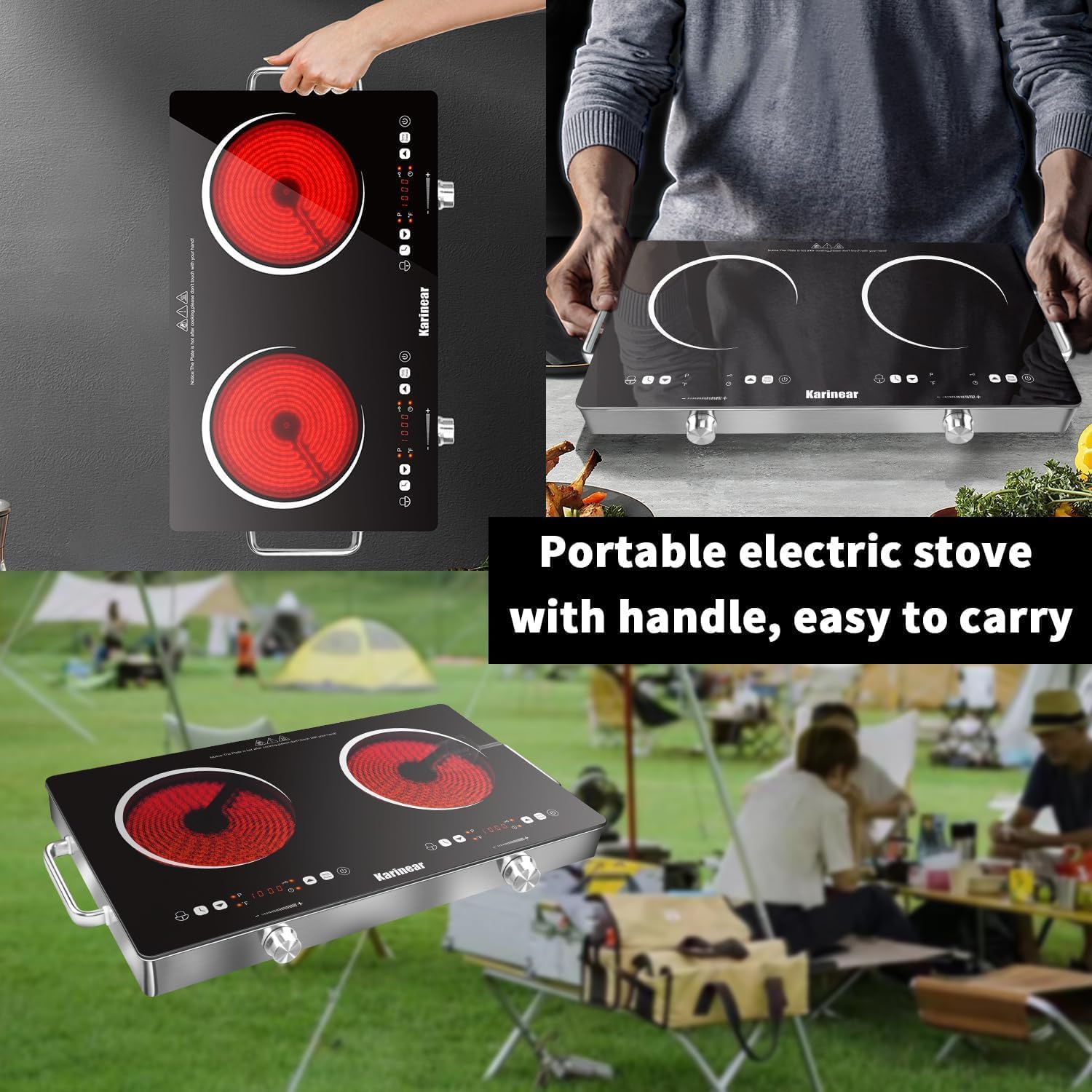Karinear Ceramic Hob 2 Zones,  - Induction Cooktop Portable ulasan dan harga